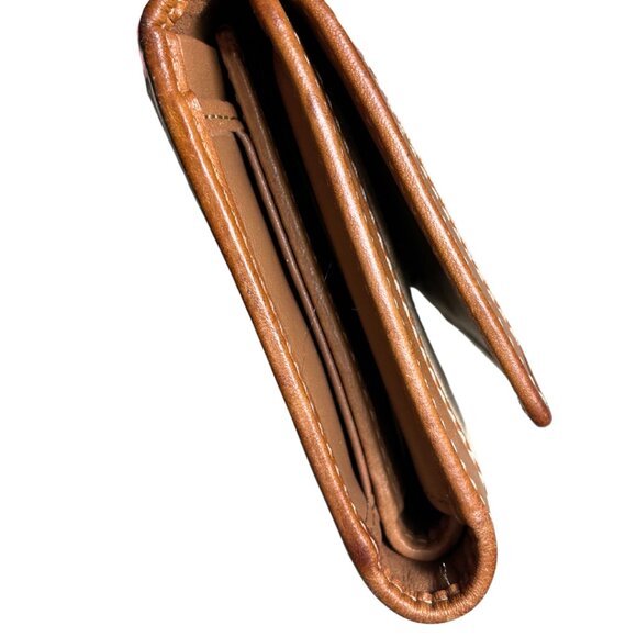 Coach Signature Khaki Optic Jacquard Long Canvas & Leather Wallet - Picture 7 of 7